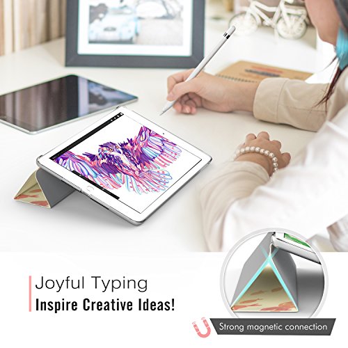 MoKo Funda para 2018/2017 iPad 9.7 6th/5th Generation - Ultra Slim Función de Soporte Protectora Plegable Smart Cover - el Pesca y la Begonia (Auto Sueño/Estela)