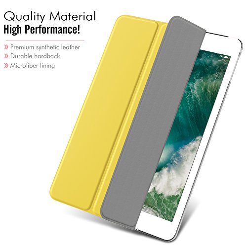 MoKo Funda para 2018/2017 iPad 9.7 6th/5th Generation - Ultra Slim Función de Soporte Protectora Plegable Smart Cover Trasera Transparente Durable - Limón Amarillo (Auto Sueño/Estela)