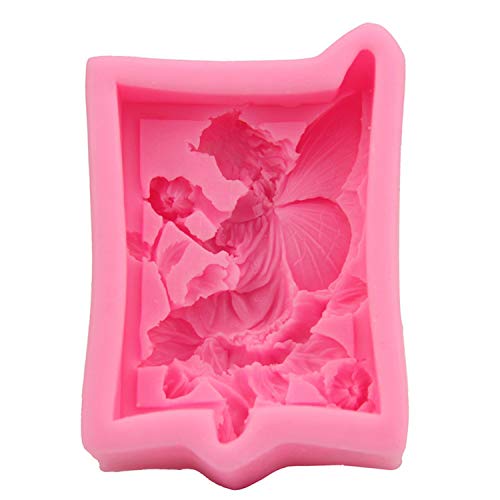 Molde de jabón de silicona de jabón transparente Angel Girl Making Form para hacer molde de fondant Decoración de pasteles de silicona DIY Sugarcraft hecho a mano-,