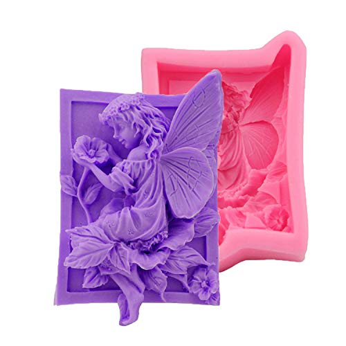 Molde de jabón de silicona de jabón transparente Angel Girl Making Form para hacer molde de fondant Decoración de pasteles de silicona DIY Sugarcraft hecho a mano-,