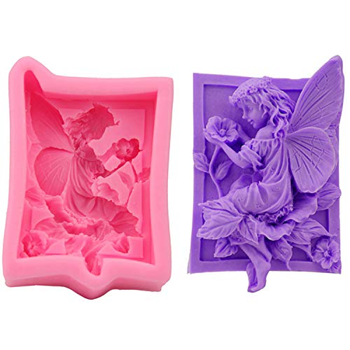 Molde de jabón de silicona de jabón transparente Angel Girl Making Form para hacer molde de fondant Decoración de pasteles de silicona DIY Sugarcraft hecho a mano-,