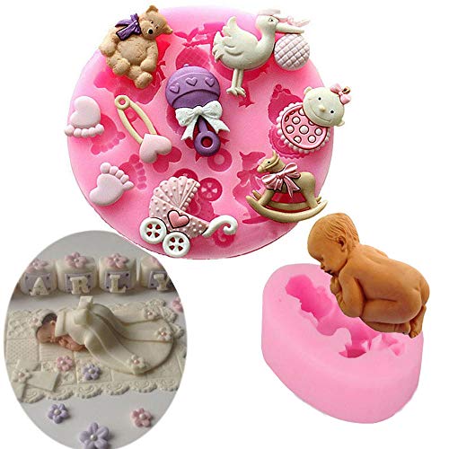 Molde de silicona para pastel de fondant de bebé, molde para pies de bebé, decoración de pasteles, dulces, chocolate, galletas, pasta de goma, molde para hornear, herramientas para fondant