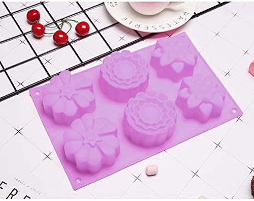 Moldes de silicona para tarta con diseño de flores, 4 unidades, hechos a mano, molde para jabones de postre, molde de silicona para bandeja de cubitos de hielo gelatina tarta de luna galletas