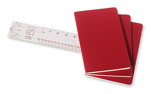 Moleskine CH116 - Set de 3 cuadernos a rayas, grandes, color rojo arándano
