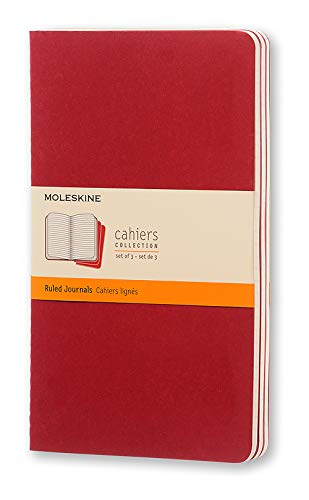 Moleskine CH116 - Set de 3 cuadernos a rayas, grandes, color rojo arándano