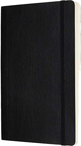 Moleskine - Cuaderno Clásico con Páginas Lisas, Tapa Blanda y Goma Elástica, Color Negro, Tamaño Grande 13 x 21 cm, 192 Páginas (CARNET CLASSIQUE COUV SOUPLE)