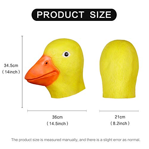 molezu Látex máscara Cabeza Animal Fiesta de Halloween y Navidad el Pato máscara en Disfraz Adulto(Amarillo)