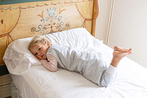 molis&co. Saco de Dormir con pies 100% algodón orgánico. Acolchado. Talla 2 años. Ideal para Entretiempo e Invierno. 2.5 TOG. Suave y cálido. Grey Print.