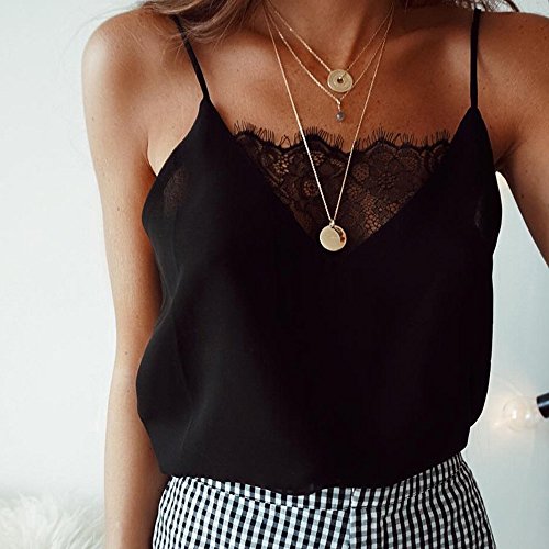 MOMOXI Mujer Chaleco sin mangas Top Multicolor Multicolor medio - Multicolor - L Negro