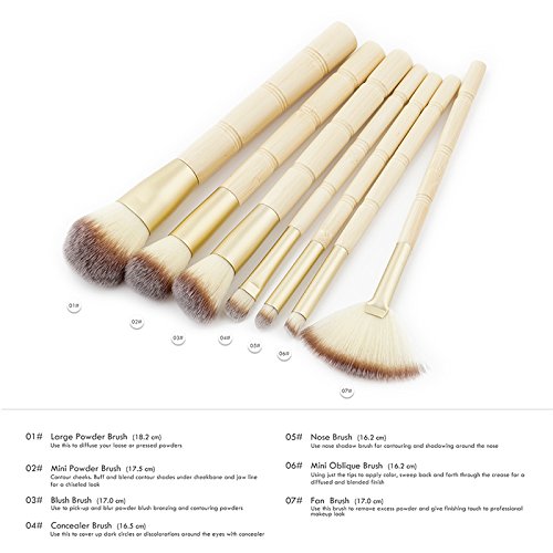 Monbedos Juego de pala Cepillo de difusión de polvo líquido Set de pinceles de maquillaje profesional Beige, tamaño: 18.2 * 10 * 1.4cm 7 pieza