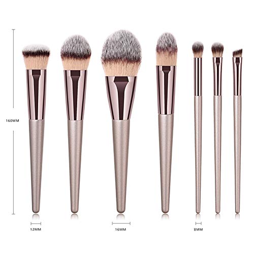 Monbedos Juego de pala Set de pinceles de maquillaje profesional Cepillo corrector rubor Cepillo de base Marrón, tamaño: 24 * 10 * 1.6cm 7 pieza