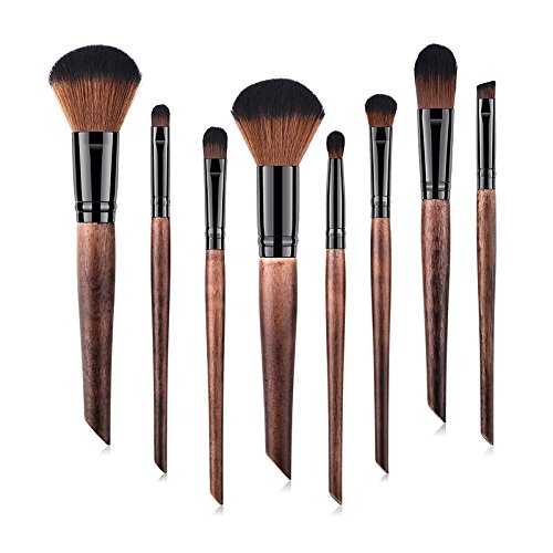 Monbedos Set de pinceles de maquillaje profesional Cepillo corrector rubor Cepillo de difusión de polvo líquido Enviar paquete Marrón, tamaño: 24 * 12 * 3 cm 8 pieza