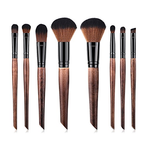 Monbedos Set de pinceles de maquillaje profesional Cepillo corrector rubor Cepillo de difusión de polvo líquido Enviar paquete Marrón, tamaño: 24 * 12 * 3 cm 8 pieza
