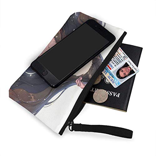 Monedero Demon Slayer Cash Coin, Bolsillos para Maquillaje con Cremallera de Tela, con Correa para teléfono móvil