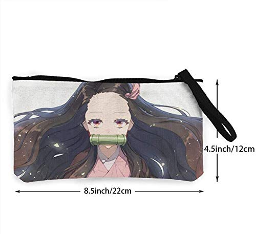 Monedero Demon Slayer Cash Coin, Bolsillos para Maquillaje con Cremallera de Tela, con Correa para teléfono móvil