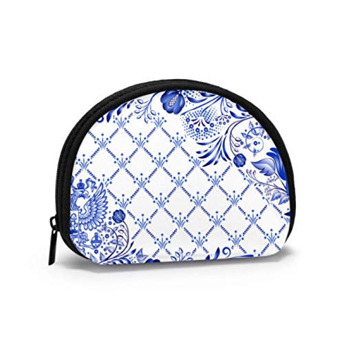 Monedero pequeño Azul Blanco Obra de Arte de cerámica Antigua con Cremallera Bolsa de Cambio Monedero con Cremallera Mini Bolsas de Maquillaje cosmético para Mujeres Niñas Regalos y Decoraciones de f