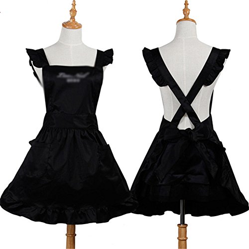 MONEYY Manicura Delantal Coreano Delantal Negro Delantal de Encaje 68 * 74cm Coffee Shop Funciona,D