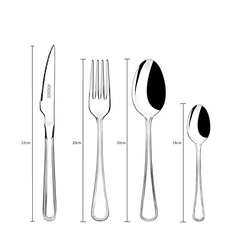 Monix Manila - Set de 24 piezas de acero inox 18/10 con chuletero, color gris (6 comensales)