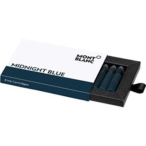 Montblanc 105195 Cartuchos de tinta de alta calidad Midnight Blue – Lujosas recargas para pluma, 8 x paquete