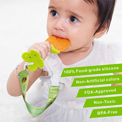 Mordedor bebes Baby Teething Toys Juguetes de dentición para bebés, conjunto de mordedores de silicona natural de silicona suave (5 piezas)