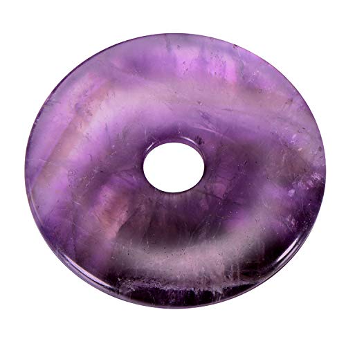 Morella Collar para Mujer 80 cm y Colgante de Gema en Forma de Donut Amatista en Bolsa de Terciopelo