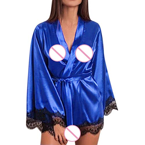 MORETIME Pijamas Encaje para Mujer,2019 Pijamas Mujer Verano Sexy Todos los tamañosVestido de satén de satén con Pijama y túnica Descuento de Verano erótica Babydoll Camisones Encaje con Cordón