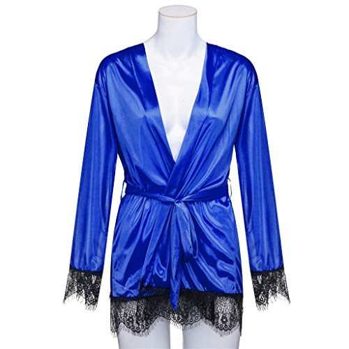 MORETIME Pijamas Encaje para Mujer,2019 Pijamas Mujer Verano Sexy Todos los tamañosVestido de satén de satén con Pijama y túnica Descuento de Verano erótica Babydoll Camisones Encaje con Cordón