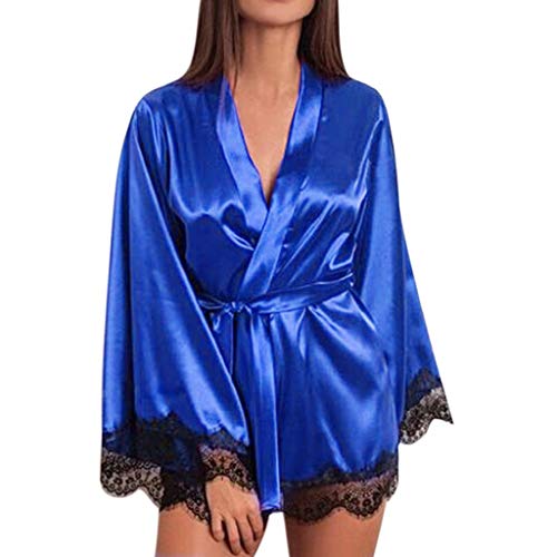 MORETIME Pijamas Encaje para Mujer,2019 Pijamas Mujer Verano Sexy Todos los tamañosVestido de satén de satén con Pijama y túnica Descuento de Verano erótica Babydoll Camisones Encaje con Cordón