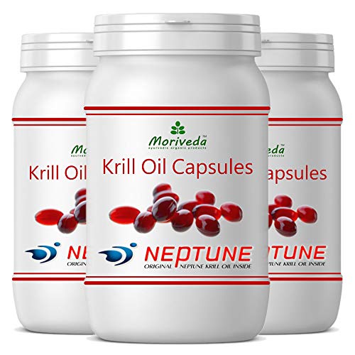 MoriVeda® - Aceite de Krill cápsulas 270 o 90, 100% puro NEPTUNE aceite de krill premium - Omega 3,6,9 astaxantina, fosfolípidos, colina, vitamina E (3x90 Cápsulas)