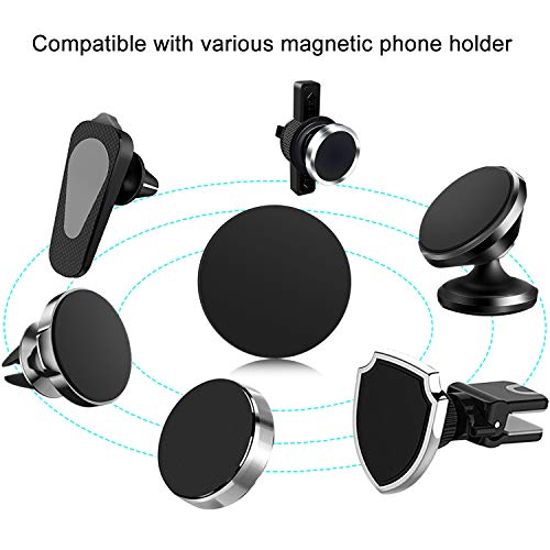 MOSUO 9 Piezas Láminas Metálicas (9 Redondas) Muy Finas Placas Metálicas con 3M Adhesivo para Soporte Movil Coche Magnético/Iman para Movil Coche y Otros Productos de imán - Negro