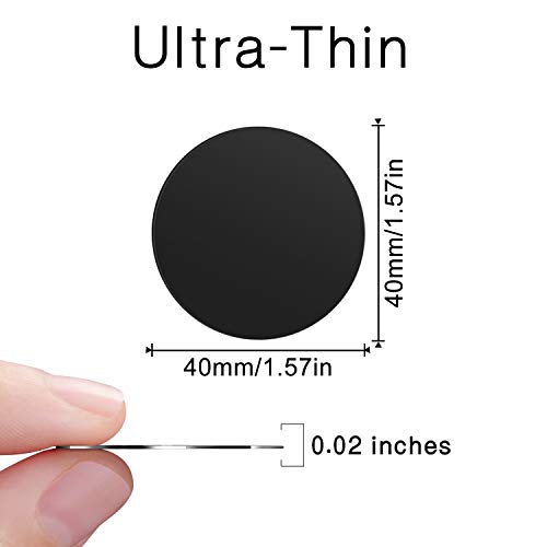 MOSUO 9 Piezas Láminas Metálicas (9 Redondas) Muy Finas Placas Metálicas con 3M Adhesivo para Soporte Movil Coche Magnético/Iman para Movil Coche y Otros Productos de imán - Negro