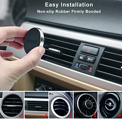 MOSUO Soporte Móvil Coche Magnético Ventilación, Universal iman para movil Coche para Rejillas del Aire, iman Télefono para iPhone Samsung LG y los Otros Smartphones GPS Dispositivo, Plata