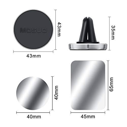 MOSUO Soporte Móvil Coche Magnético Ventilación, Universal iman para movil Coche para Rejillas del Aire, iman Télefono para iPhone Samsung LG y los Otros Smartphones GPS Dispositivo, Plata