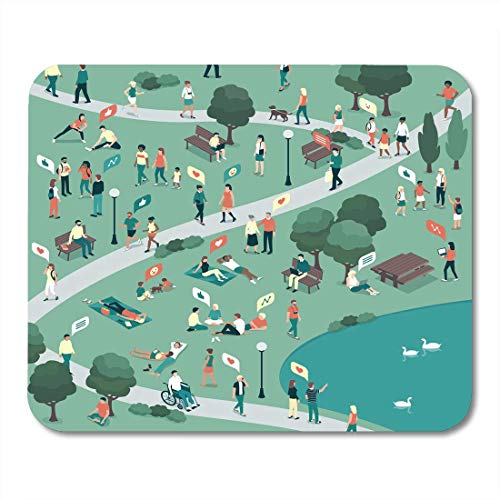 Mouse Pads People Gathering in The City Urban Park and Relaxing Nature Together Community and Lifestyle Concept Mouse Pad for Notebooks,Desktop Computers Office Supplies