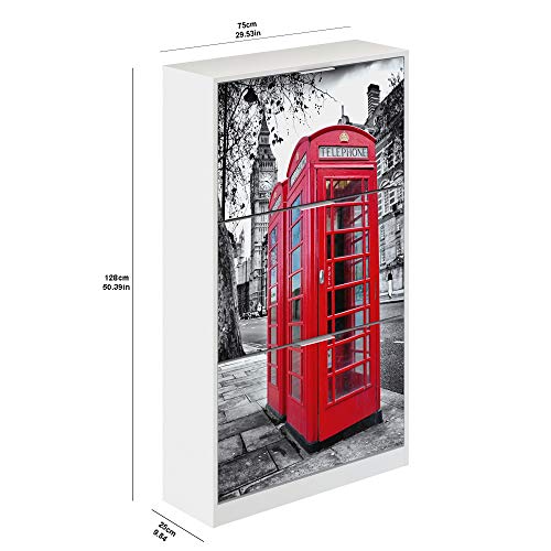 Movian Constance Modern - Armario zapatero de 3 puertas Londres, 25 x 75 x 128 cm (Impresión de Londres)