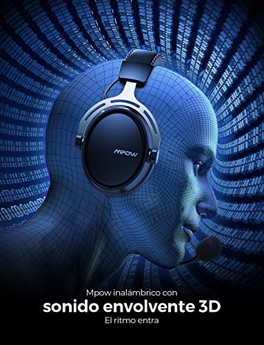 Mpow Air 2.4G Auriculares Gaming para PS4, PC, Xbox One, Estéreo Cascos Inalámbricos para Juegos con Micrófono Desmontable con Cancelación de Ruido,Transmisor USB Incluido - Gris