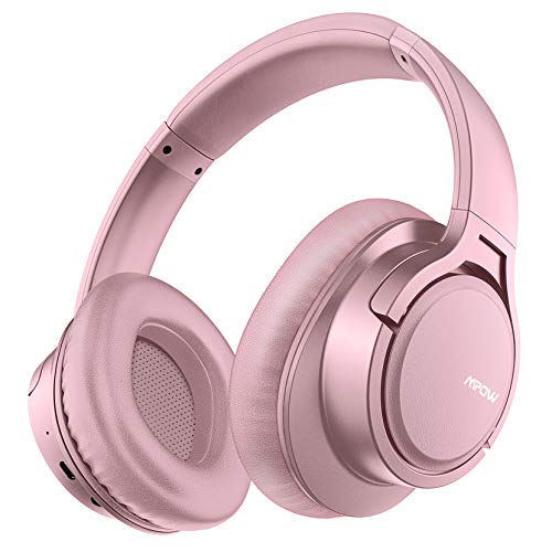 Mpow H7 Cascos Bluetooth Diadema, 25hrs de Reproducir, Hi-Fi Sonido, Cascos Bluetooth Inalámbricos con Micrófono Incorporado, Auriculares Bluetooth Diadema para TV, Móvil, PC-Rosa
