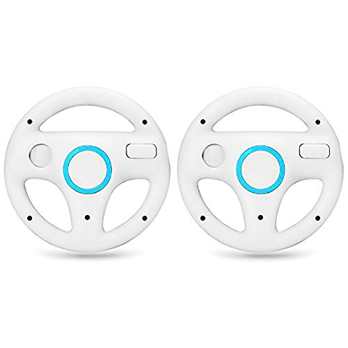 MPTECK @ 2x Volante de carreras s de plástico rueda de mando para karts de Mario Mario Kart juego Remoto de Nintendo Wii