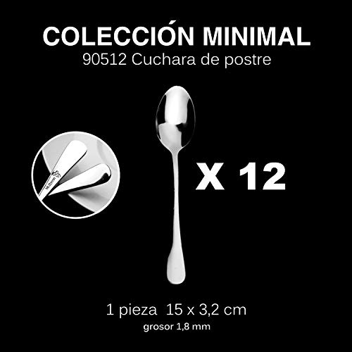 Mr. Spoon 12 cucharas Postre Acero INOX Colección Minimal 15x3,2cm