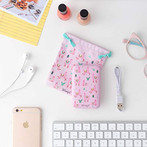 Mr. Wonderful - Powerbank de 10.000 mAh Marca Mr. Wonderful de Llamas Rosa con Funda