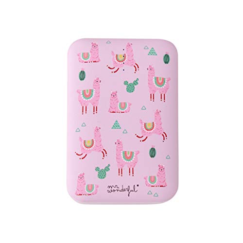 Mr. Wonderful - Powerbank de 10.000 mAh Marca Mr. Wonderful de Llamas Rosa con Funda