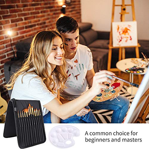 mreechan Brochas de pintura,Juego de pinceles profesionales,12 Piezas Set Brocha Profesional Punta Redonda Pelo de Nylon artista Acrylic Brush para Acrílico Acuarela Óleo de Crafts