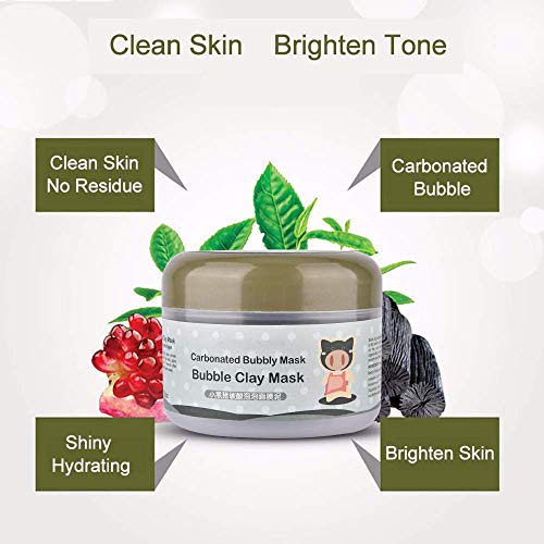MS.DEAR Máscara de arcilla de burbujas carbonatada, mascarilla de barro de burbujas - 3.52 onzas Máscara facial hidratante 100% natural para todos los tipos de piel + brocha de silicona para máscara
