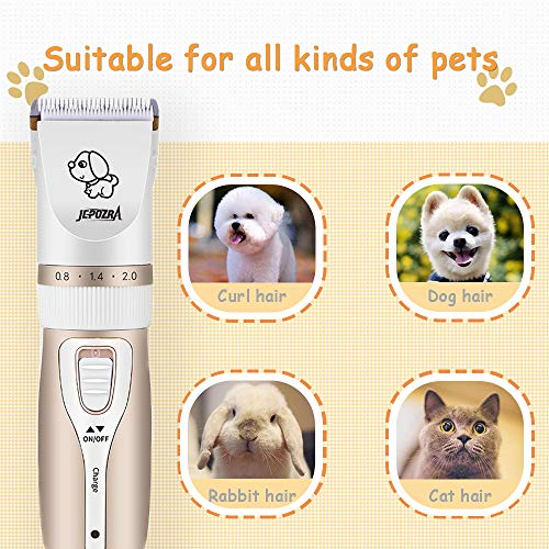 mtaioz Cortapelos para Perro y Gato - Cortapelos para Mascotas - Bajo Ruido y Vibración, Máquina de Cortar Pelo Inalambrica Profesional con 4 Peine Ajustable para Pelo Rizado, Ondulado.