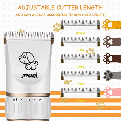 mtaioz Cortapelos para Perro y Gato - Cortapelos para Mascotas - Bajo Ruido y Vibración, Máquina de Cortar Pelo Inalambrica Profesional con 4 Peine Ajustable para Pelo Rizado, Ondulado.