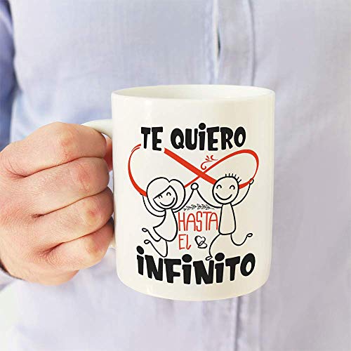 MUGFFINS Taza San Valentín (Te quiero) - te quiero infinito - Regalos Originales y Divertidos de Aniversario para Novios, Enamorados, Pareja.