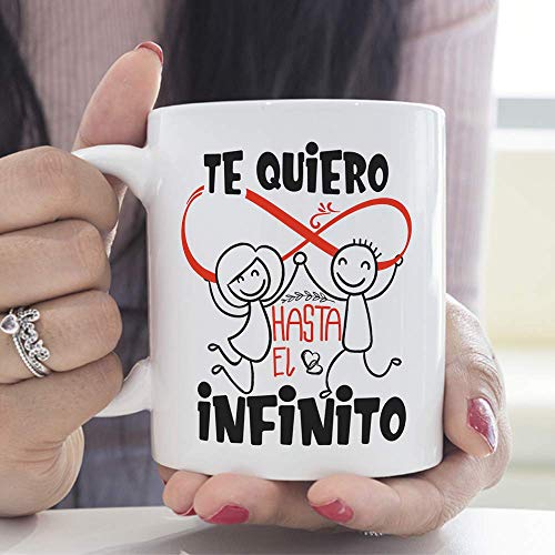 MUGFFINS Taza San Valentín (Te quiero) - te quiero infinito - Regalos Originales y Divertidos de Aniversario para Novios, Enamorados, Pareja.