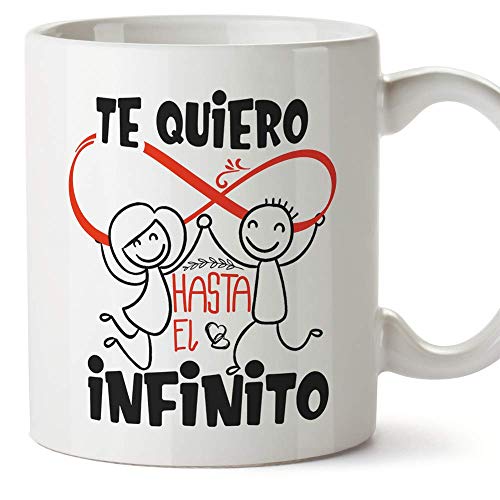 MUGFFINS Taza San Valentín (Te quiero) - te quiero infinito - Regalos Originales y Divertidos de Aniversario para Novios, Enamorados, Pareja.