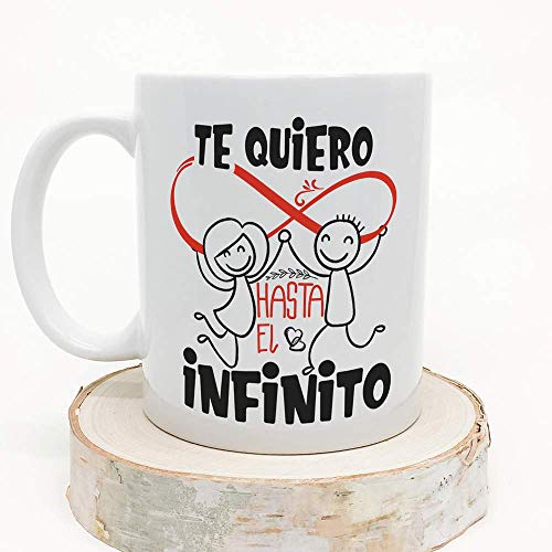 MUGFFINS Taza San Valentín (Te quiero) - te quiero infinito - Regalos Originales y Divertidos de Aniversario para Novios, Enamorados, Pareja.