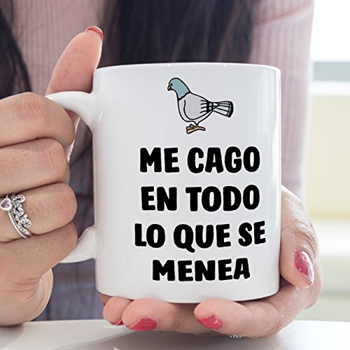 MUGFFINS Tazas Desayuno Originales con Frases motivadoras – Paloma: Me CAGO en Todo lo Que se menea - 350 ml